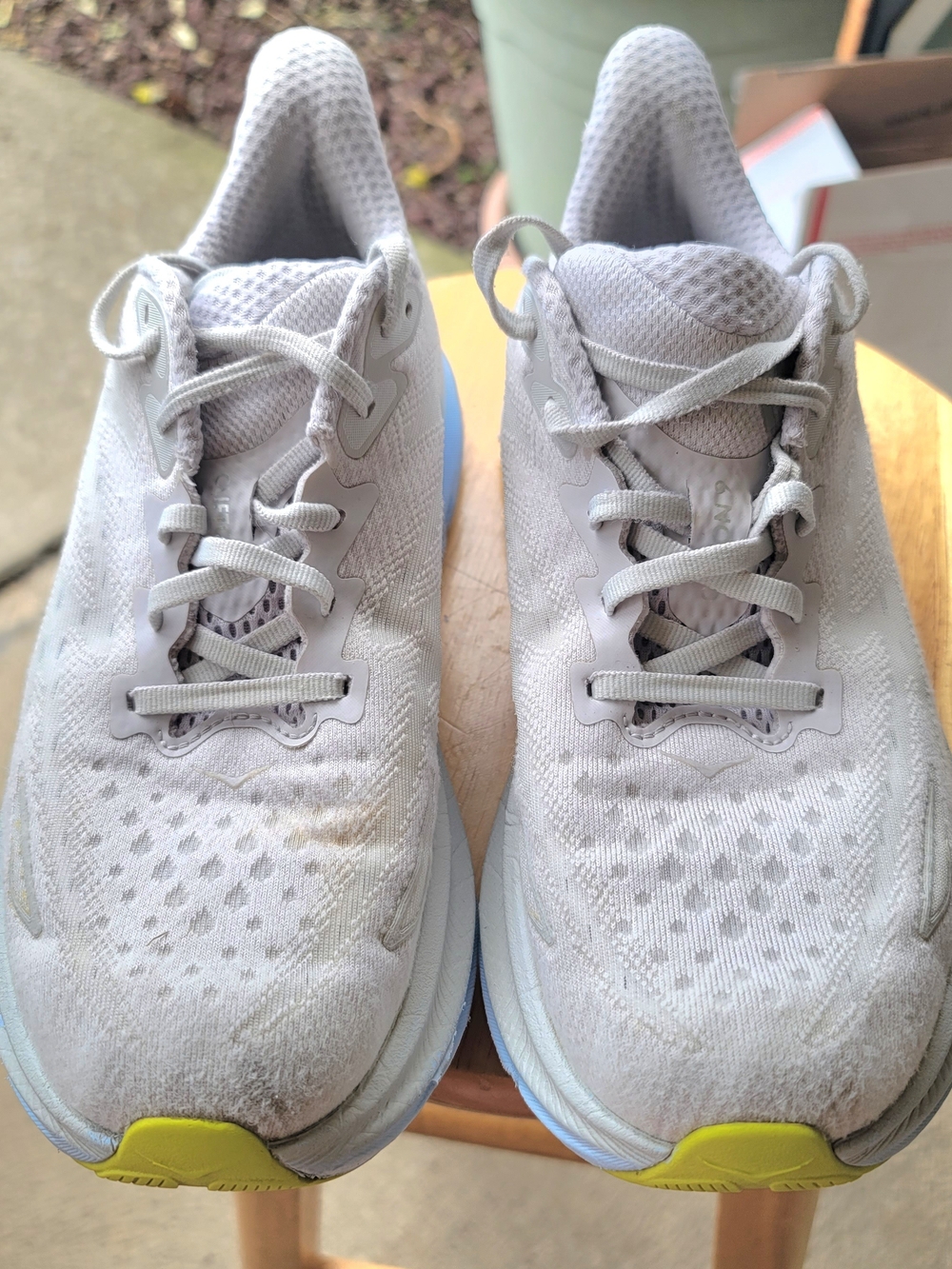 Hoka Clifton 9 White and Light Blue Women's Running Shoes 8.5 B